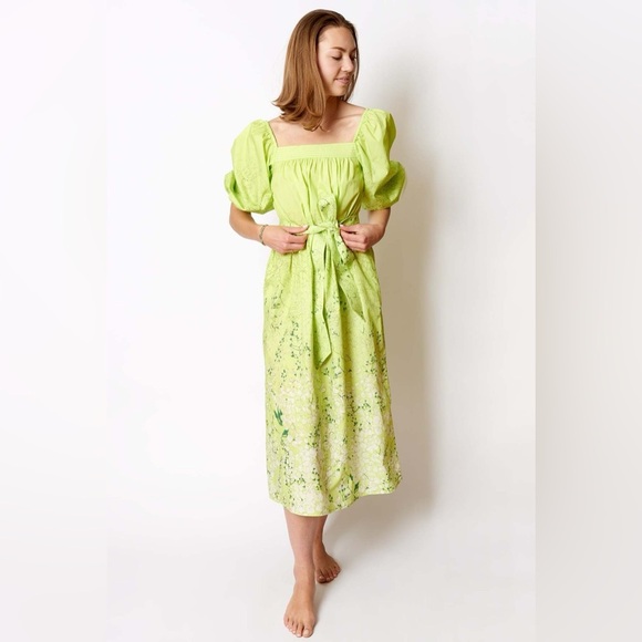 Ann Mashburn Floral Nicolette Dress- Lime